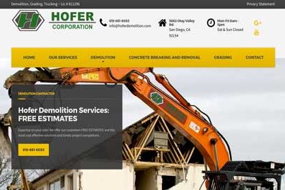 Client: hoferdemolition.com - sandiego-webmaster.com
